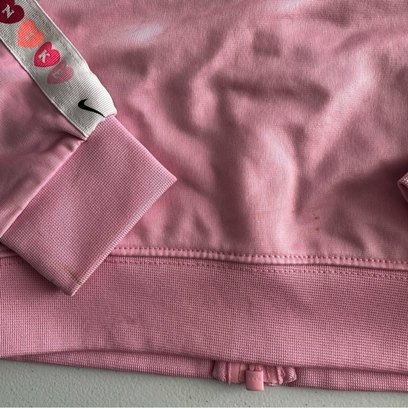 Nike Track Jacket Girls 3T Hearts Trim Pink Top Full Zip Athleisure - Picture 6 of 6
